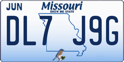 MO license plate DL7J9G