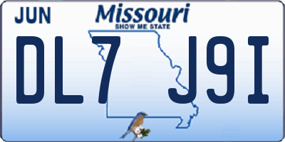MO license plate DL7J9I