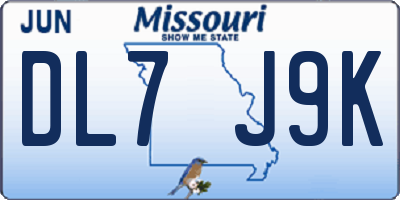 MO license plate DL7J9K