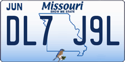 MO license plate DL7J9L