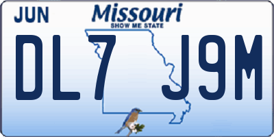 MO license plate DL7J9M