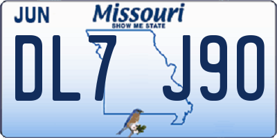 MO license plate DL7J9O
