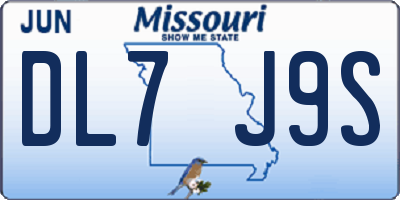 MO license plate DL7J9S