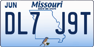 MO license plate DL7J9T