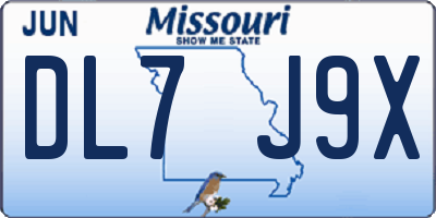 MO license plate DL7J9X
