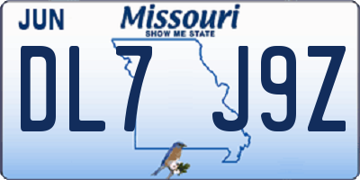 MO license plate DL7J9Z