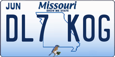 MO license plate DL7K0G