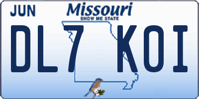 MO license plate DL7K0I