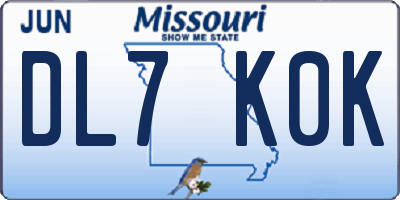 MO license plate DL7K0K