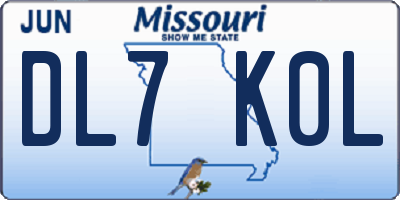 MO license plate DL7K0L