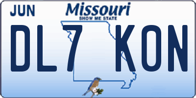 MO license plate DL7K0N