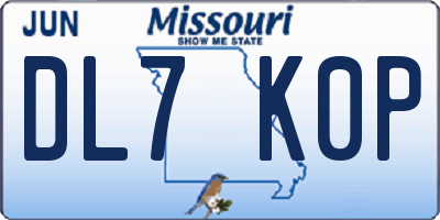 MO license plate DL7K0P