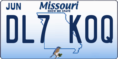 MO license plate DL7K0Q