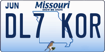 MO license plate DL7K0R