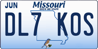 MO license plate DL7K0S