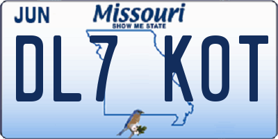 MO license plate DL7K0T