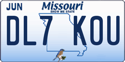 MO license plate DL7K0U