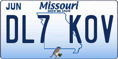 MO license plate DL7K0V