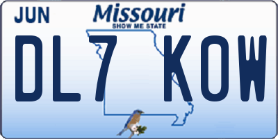 MO license plate DL7K0W