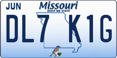 MO license plate DL7K1G