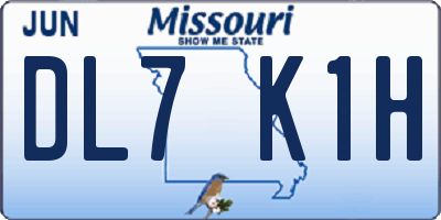 MO license plate DL7K1H