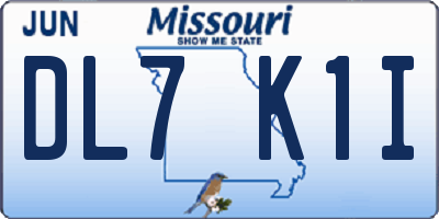 MO license plate DL7K1I