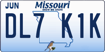 MO license plate DL7K1K