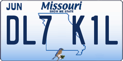 MO license plate DL7K1L