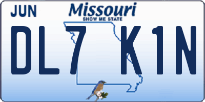 MO license plate DL7K1N