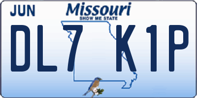 MO license plate DL7K1P