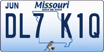 MO license plate DL7K1Q