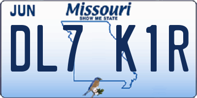 MO license plate DL7K1R