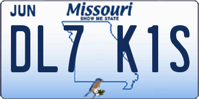 MO license plate DL7K1S