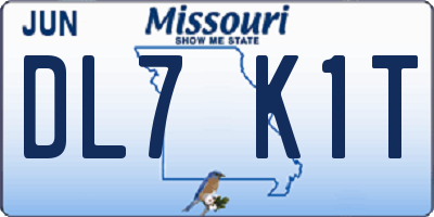 MO license plate DL7K1T