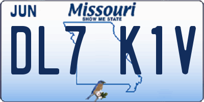 MO license plate DL7K1V