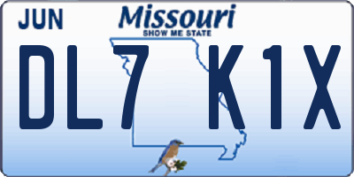 MO license plate DL7K1X