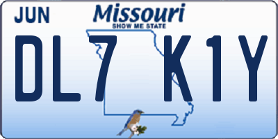 MO license plate DL7K1Y