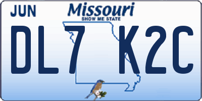 MO license plate DL7K2C