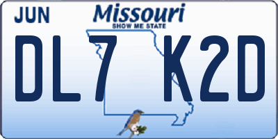 MO license plate DL7K2D