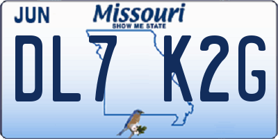 MO license plate DL7K2G