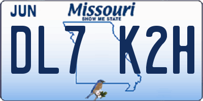 MO license plate DL7K2H