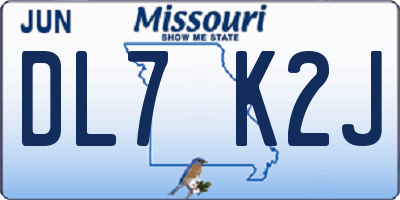 MO license plate DL7K2J