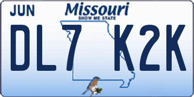 MO license plate DL7K2K