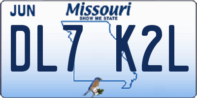 MO license plate DL7K2L