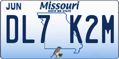 MO license plate DL7K2M