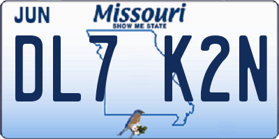 MO license plate DL7K2N