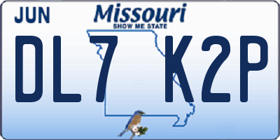MO license plate DL7K2P