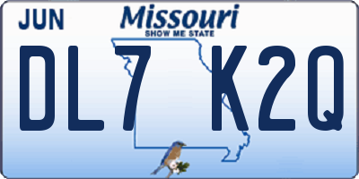 MO license plate DL7K2Q