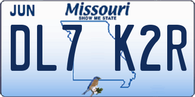 MO license plate DL7K2R