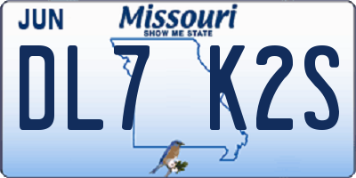 MO license plate DL7K2S